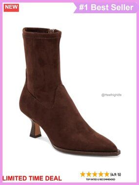 Pointy Toe Kitten Heel Ankle Boots Side Zipper PU Leather Booties